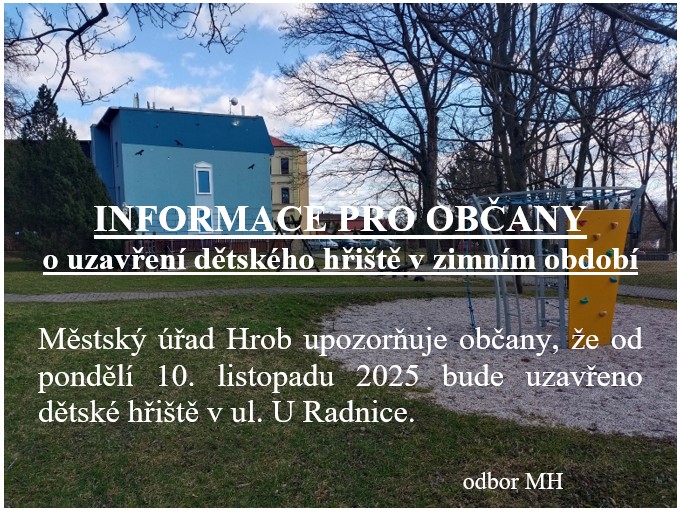 Uzavření dětského hřiště u ZŠ Teplická ul. pro zimní období.